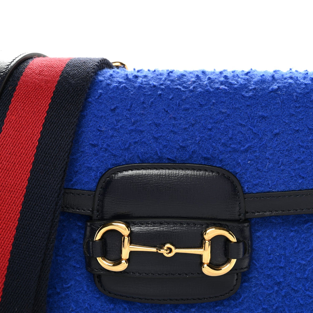 Gucci Casy Wool Azalea Calfskin Mini Horsebit 1955 Shoulder Bag Blue China