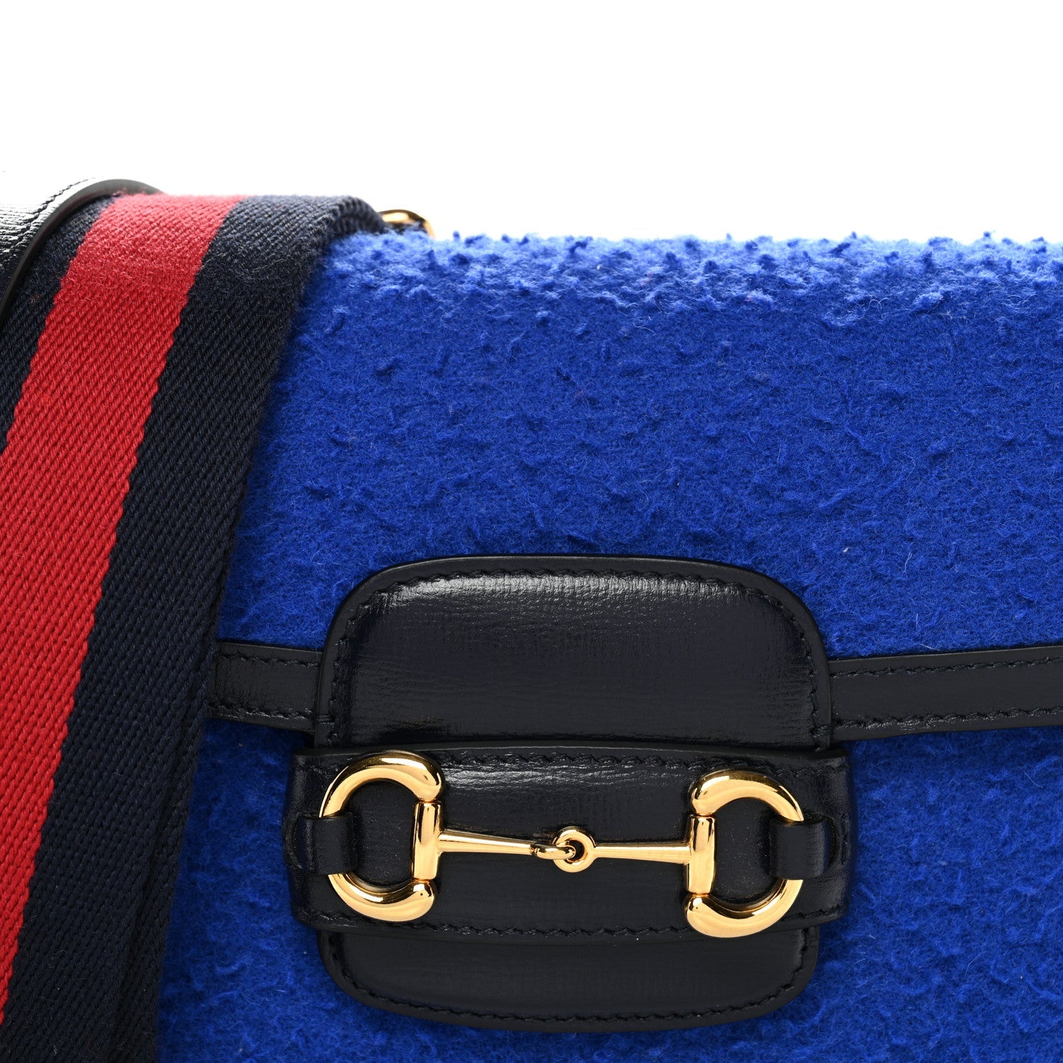 Gucci Casy Wool Azalea Calfskin Mini Horsebit 1955 Shoulder Bag Blue China