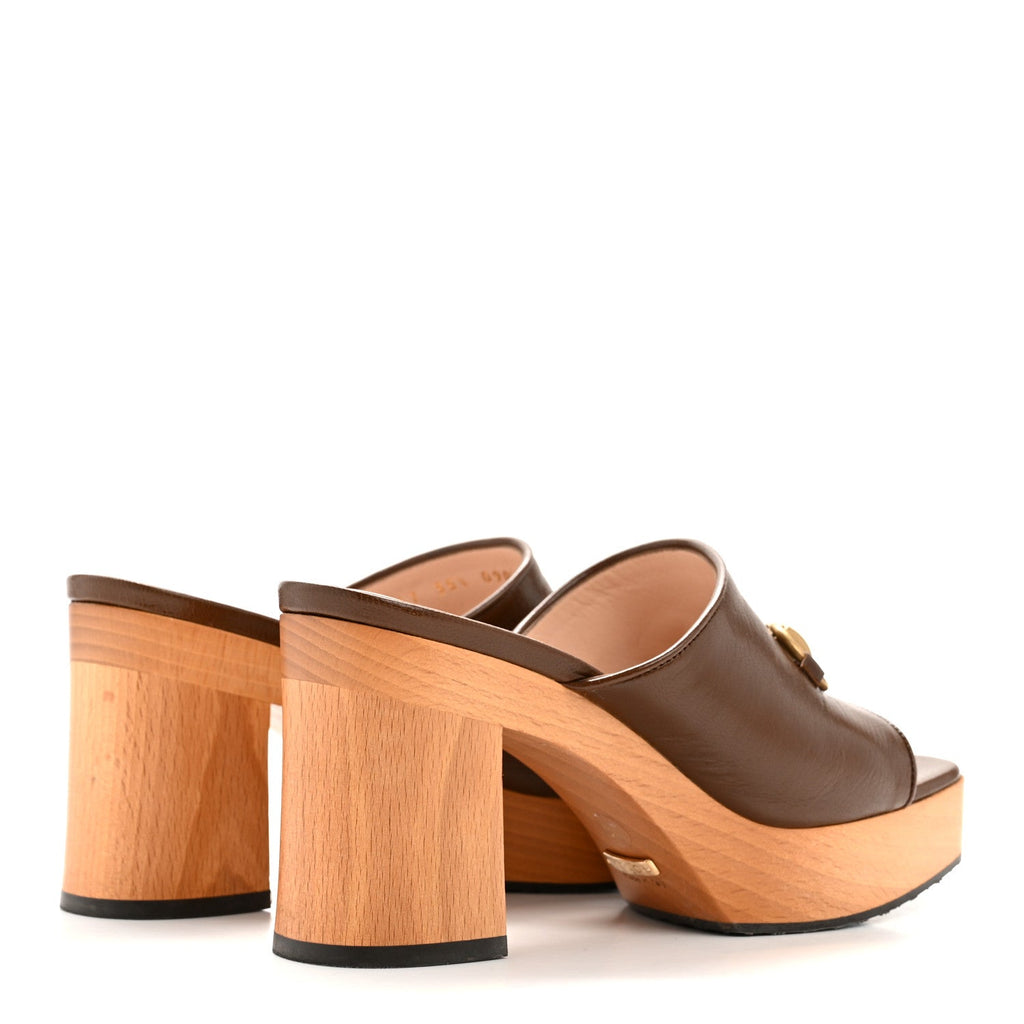Gucci Granada Kid Houdan Platform Slide Sandals 35.5 Brown