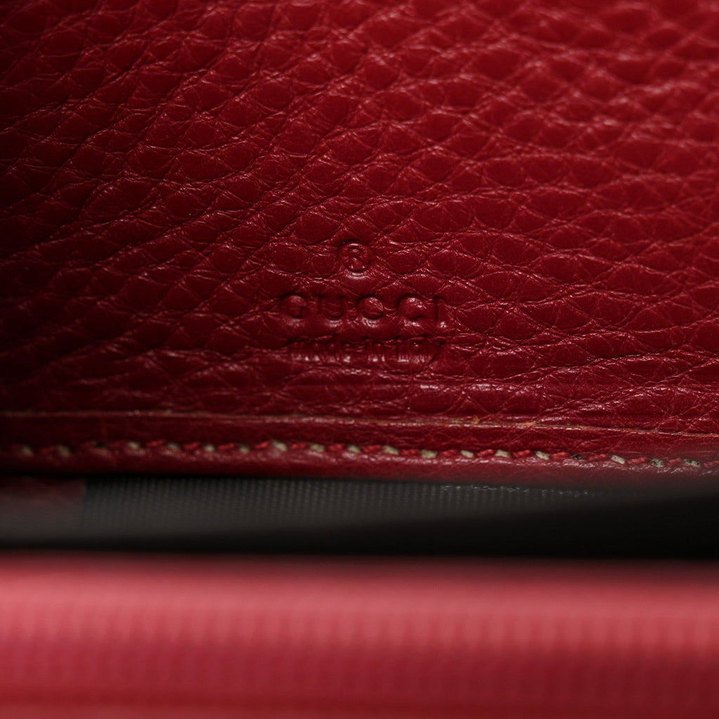 Gucci Pebbled Calfskin Studded Soho Zip Around Wallet Soft Burgundy