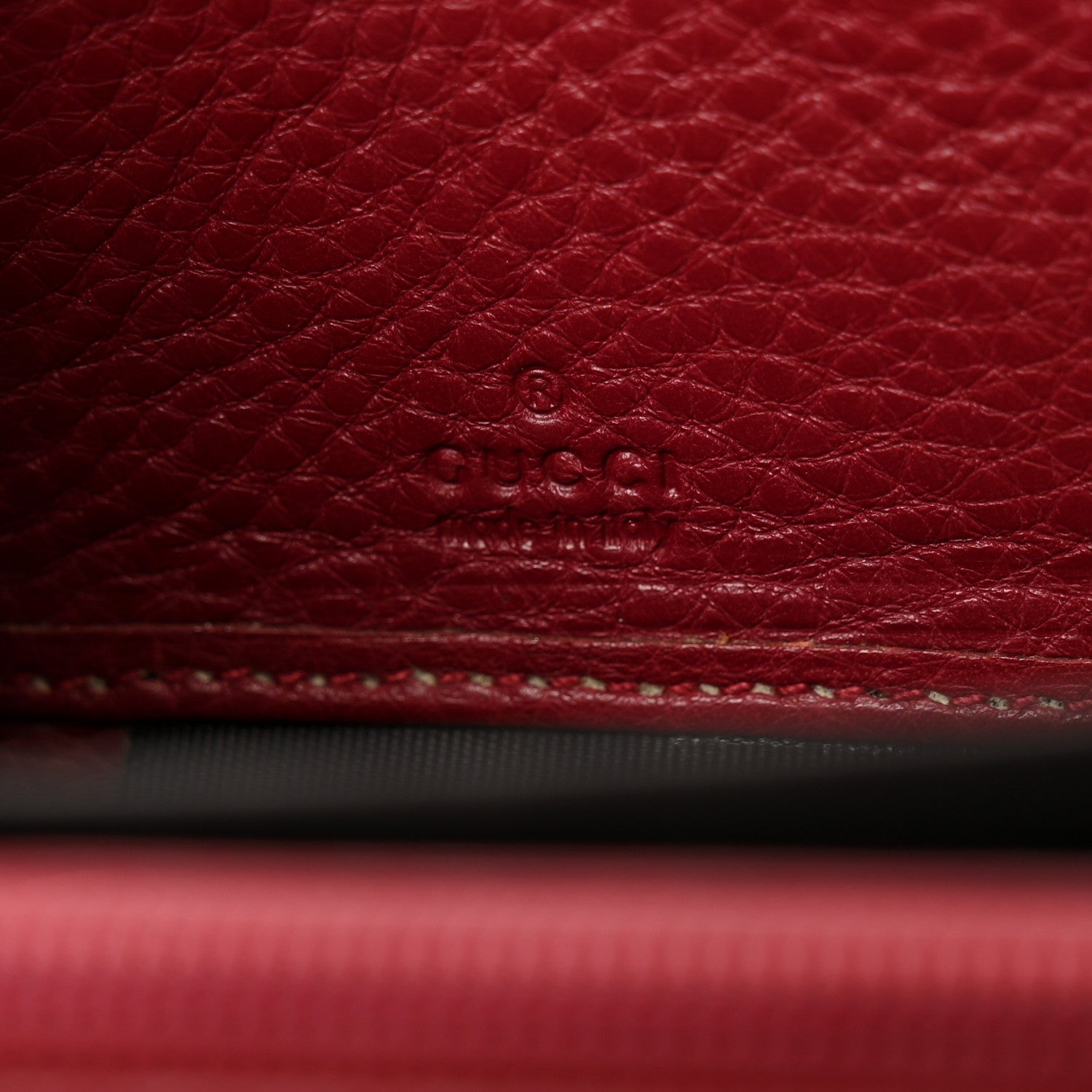 Gucci Pebbled Calfskin Studded Soho Zip Around Wallet Soft Burgundy