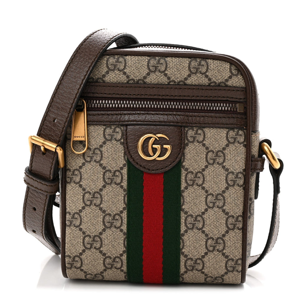 Gucci GG Supreme Monogram Web Mini Ophidia Messenger Brown