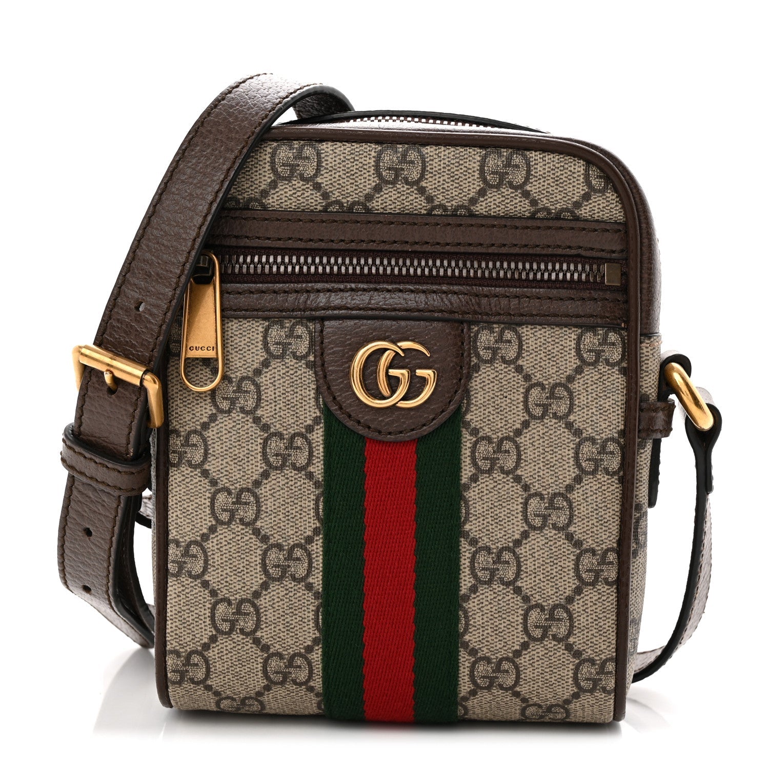 Gucci GG Supreme Monogram Web Mini Ophidia Messenger Brown