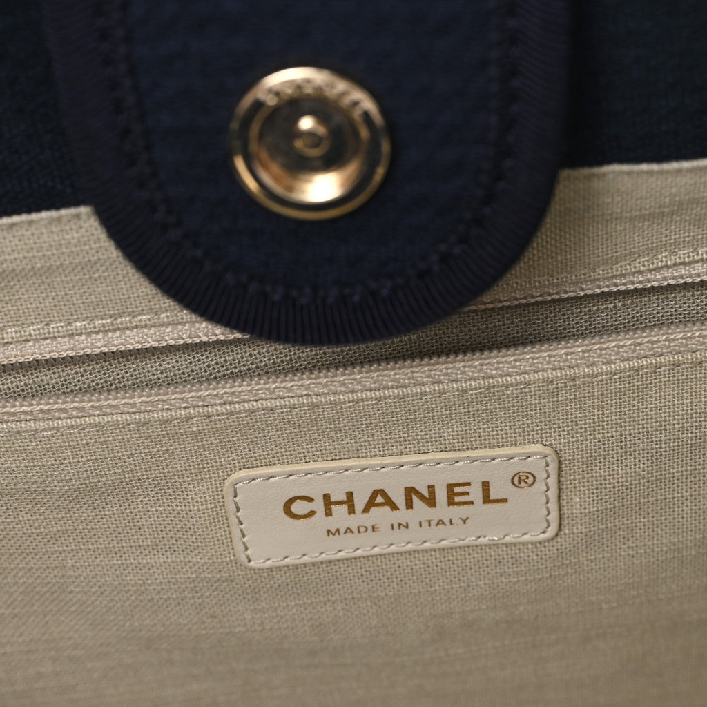 Chanel Mixed Fibers Small Deauville Tote Navy