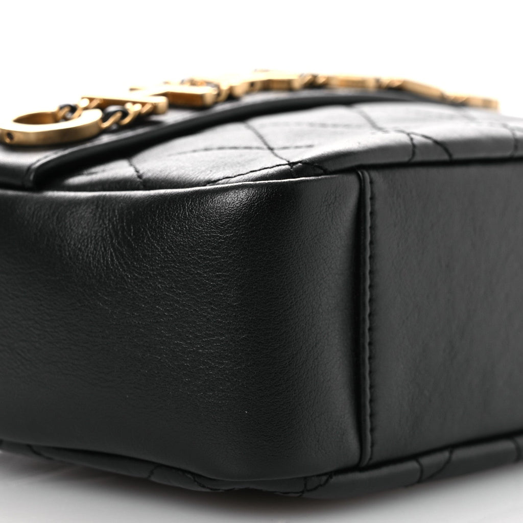Chanel Calfskin Quilted Enchained Camera Case Bag Black