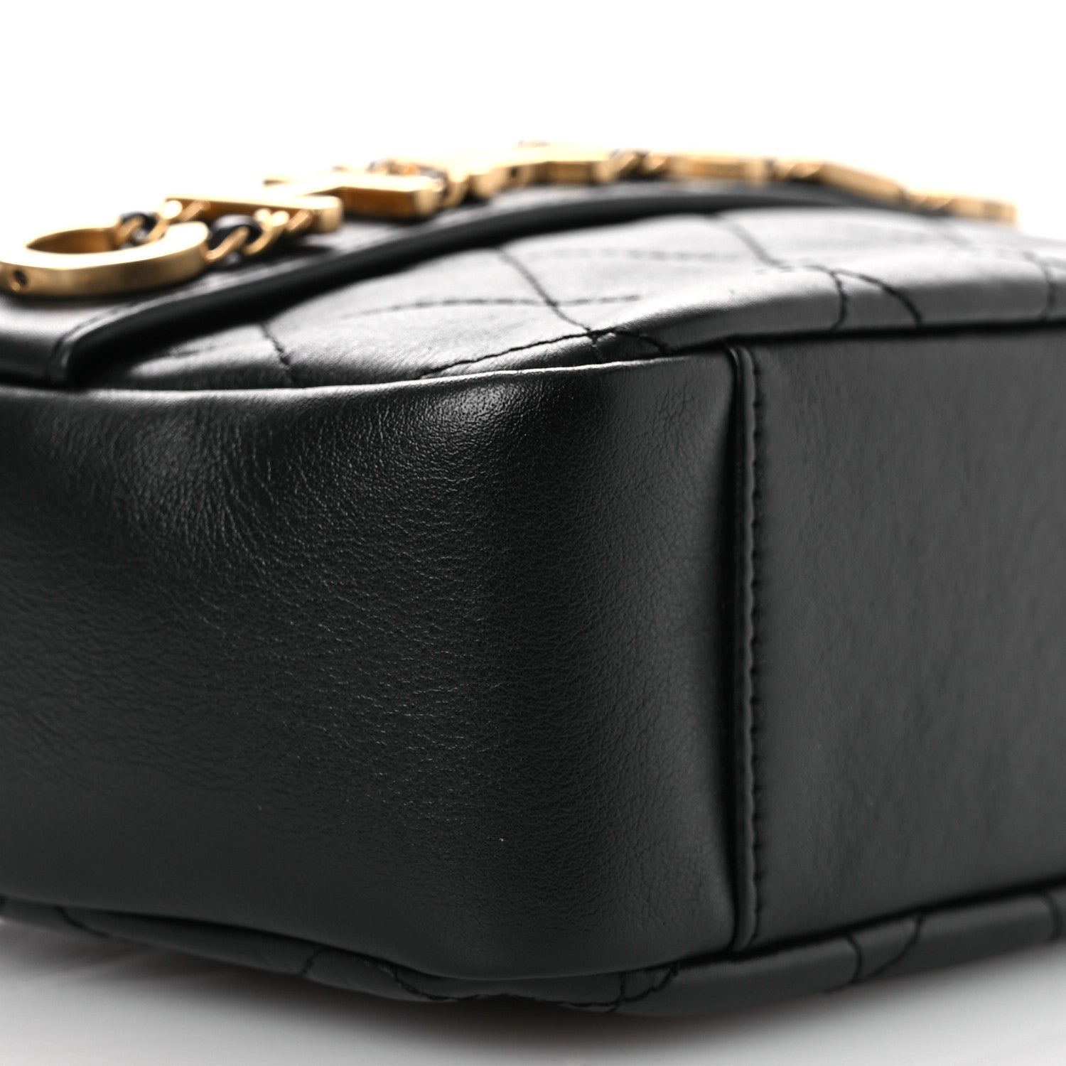 Chanel Calfskin Quilted Enchained Camera Case Bag Black