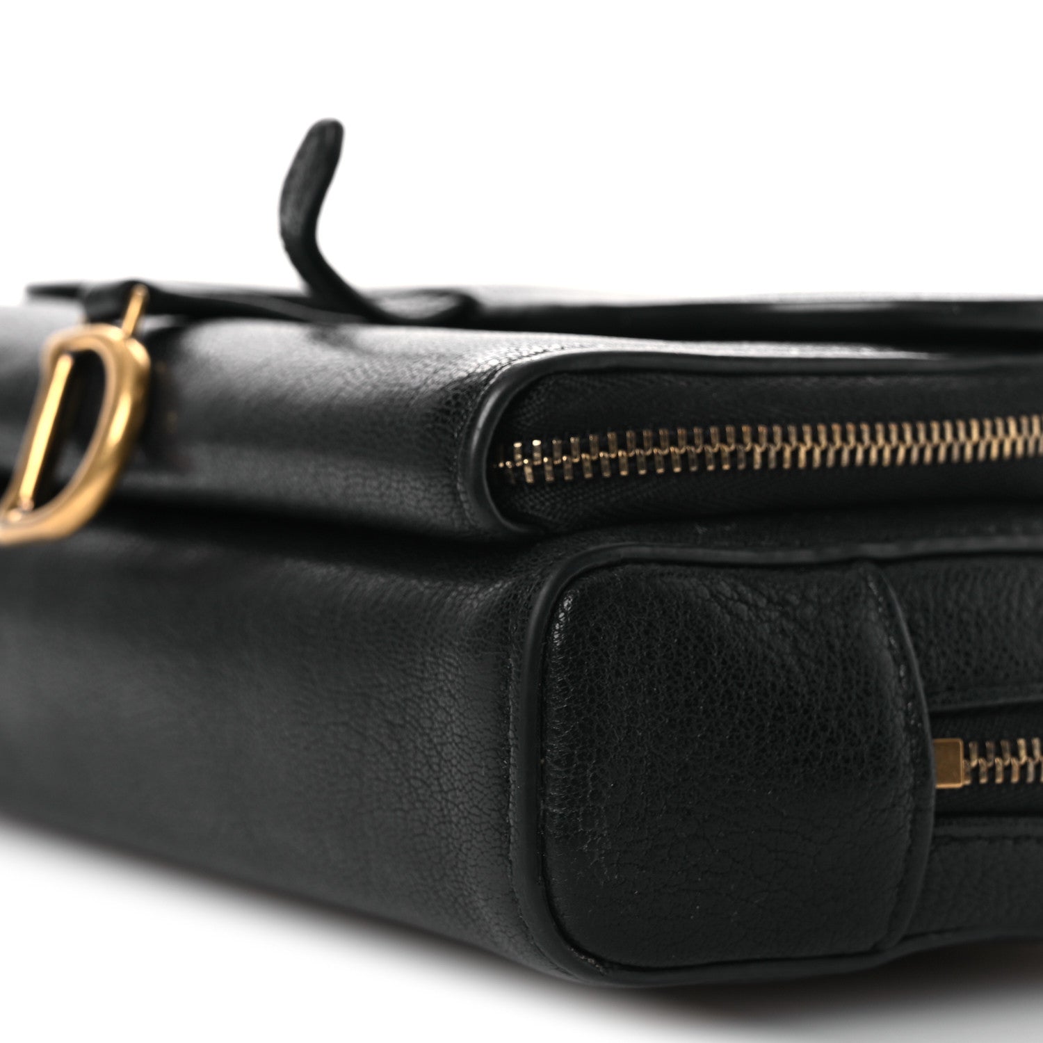 Christian Dior Goatskin Double Saddle Pouch Black