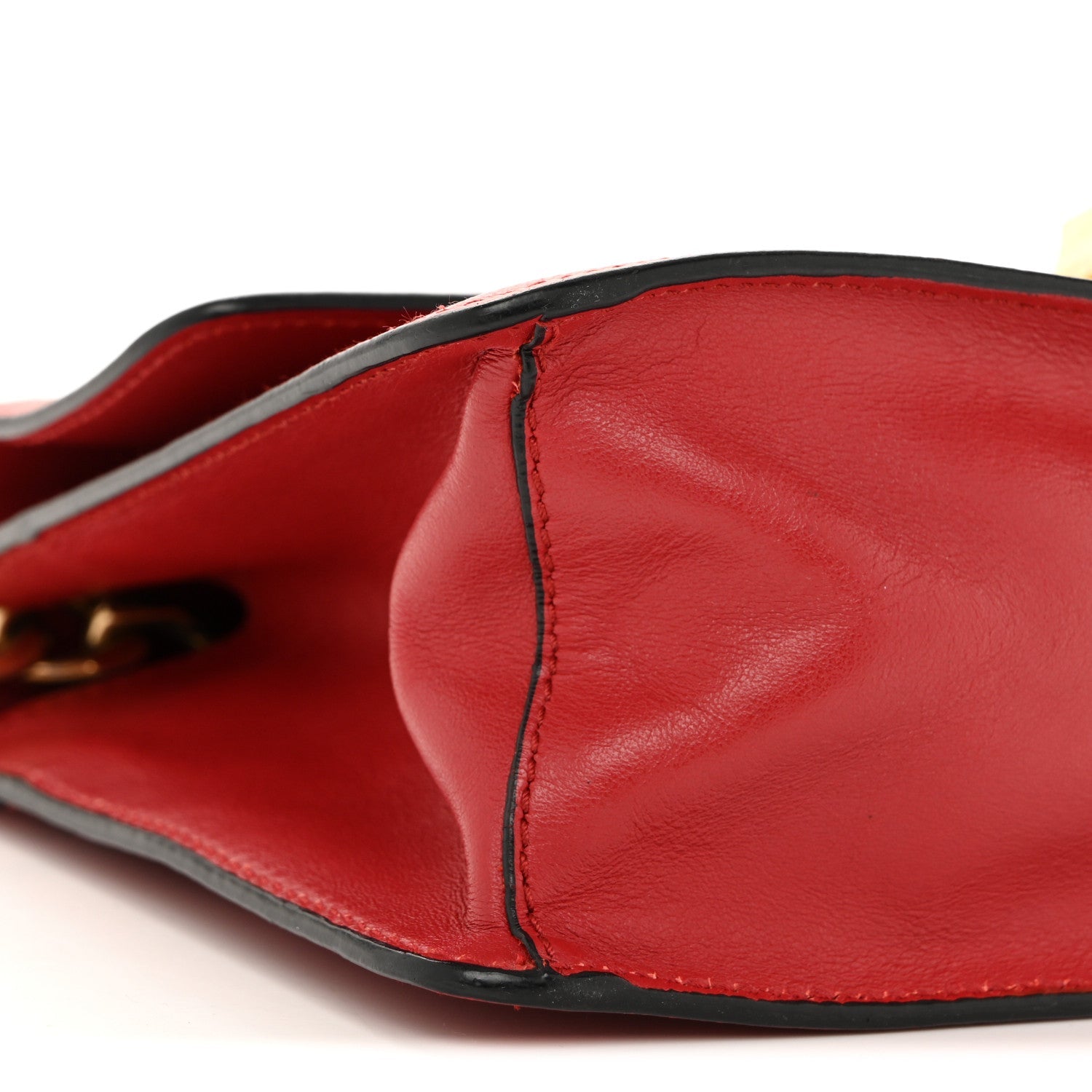 Prada Saffiano Turn Lock Chain Shoulder Bag Fuoco