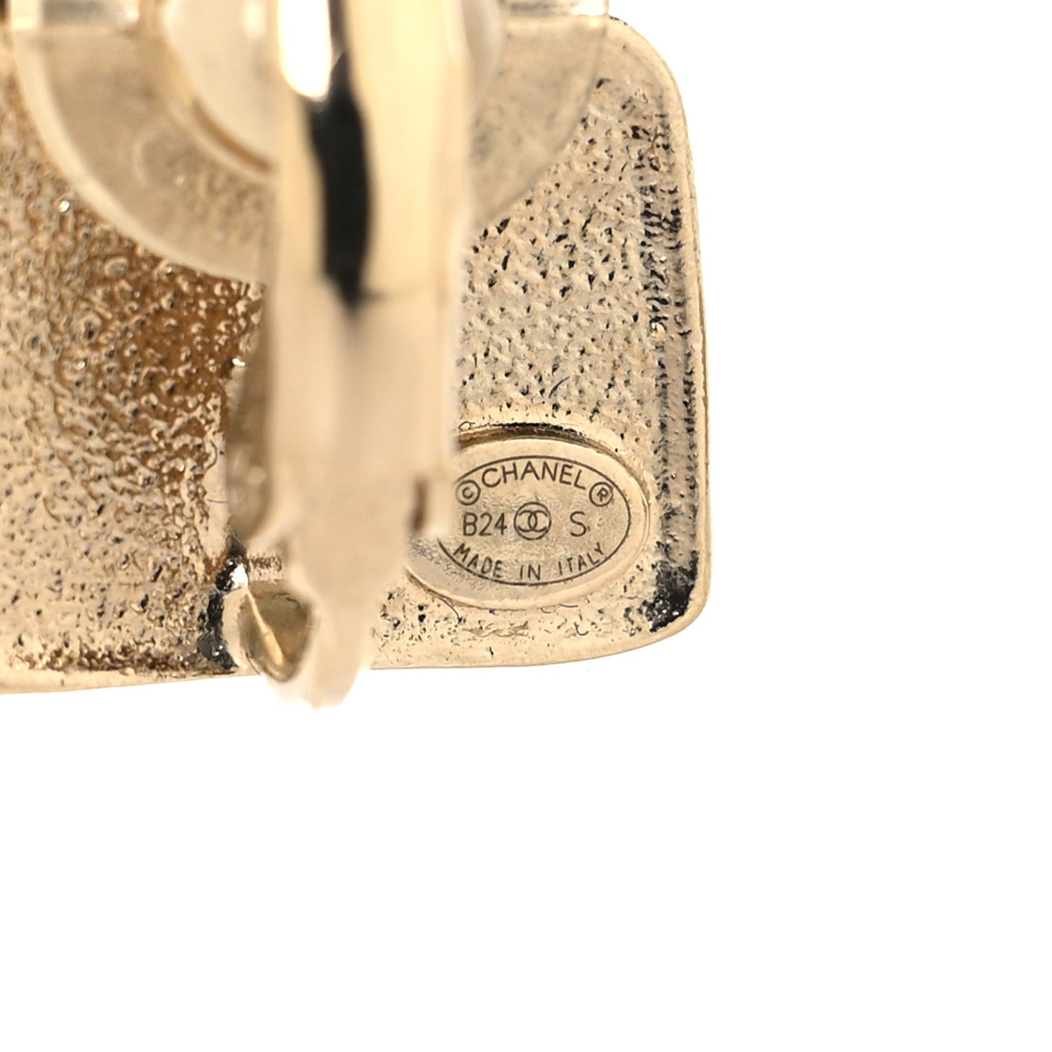 Metal Crystal Resin CC Top Handle Bag Clip On Earrings Pink White Gold