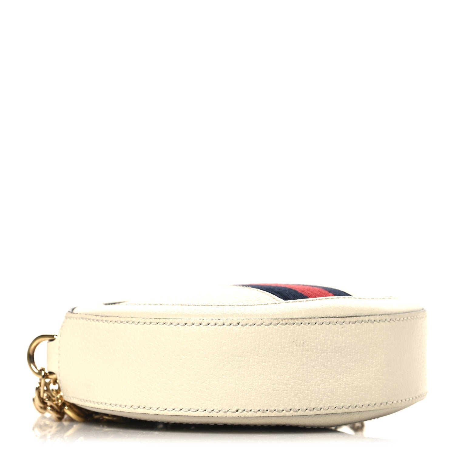 Gucci Textured Calfskin Web Mini Ophidia Round Shoulder Bag Mystic White