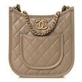 Chanel Calfskin Quilted Small Hobo Beige