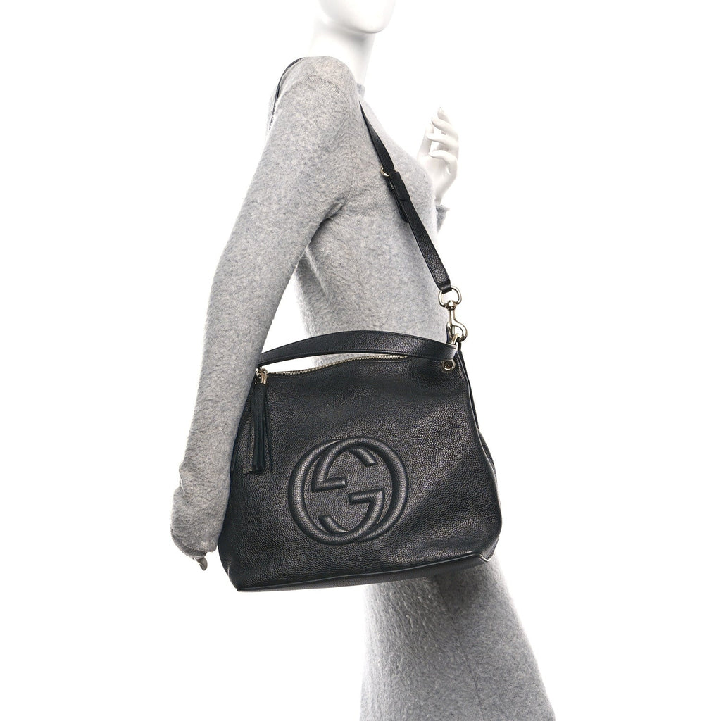 Gucci Pebbled Calfskin Large Soho Hobo Black