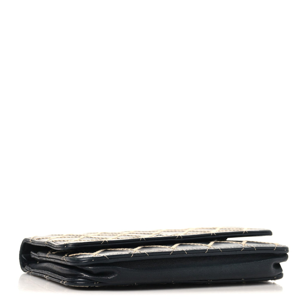 Chanel Calfskin Diamond Stitch Wallet On Chain WOC Black