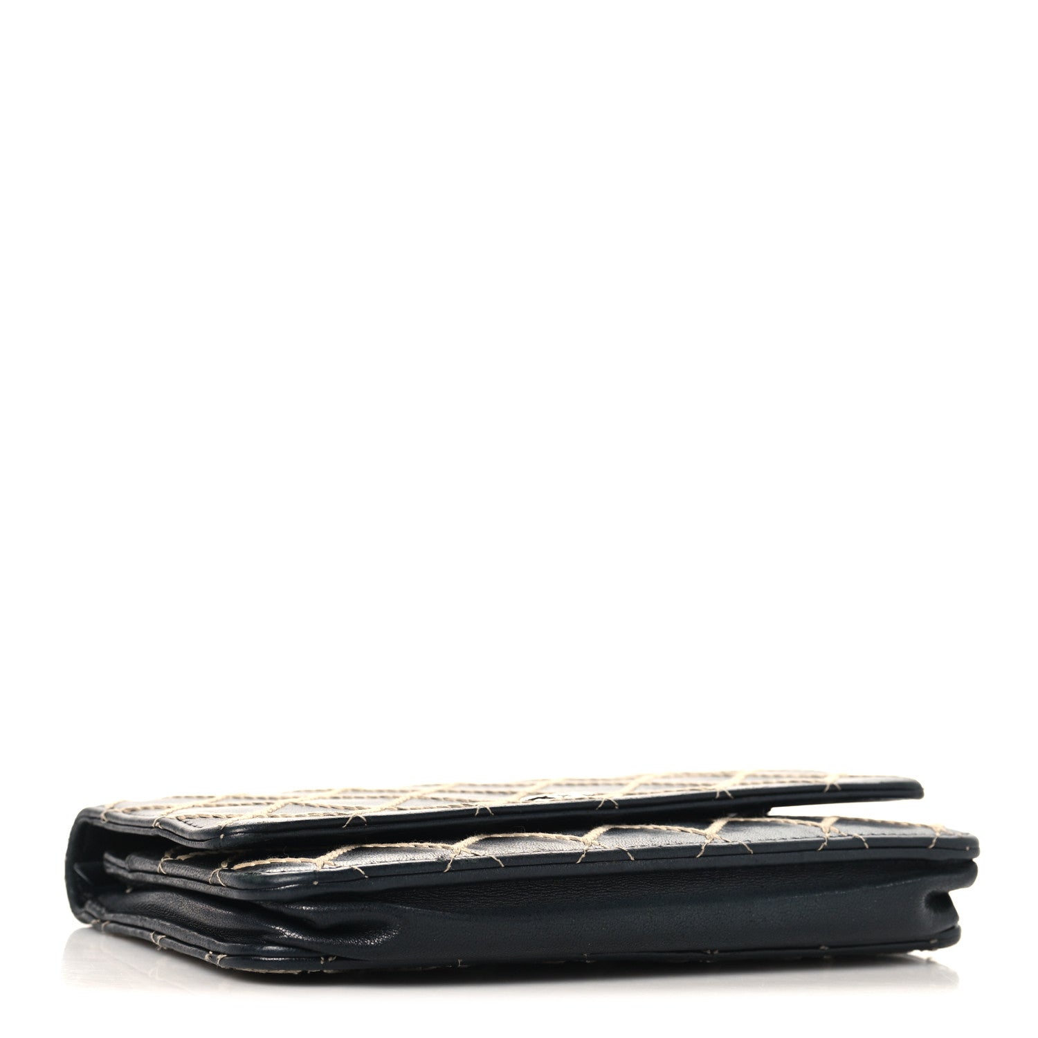 Chanel Calfskin Diamond Stitch Wallet On Chain WOC Black