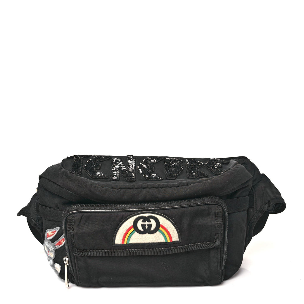 Gucci Nylon Retro Patch Convertible Belt Bag Black