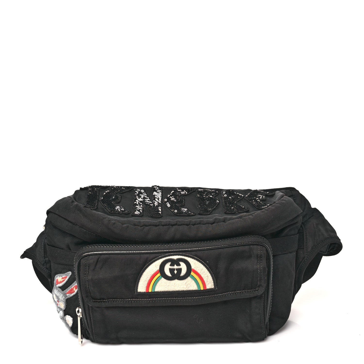 Gucci Nylon Retro Patch Convertible Belt Bag Black