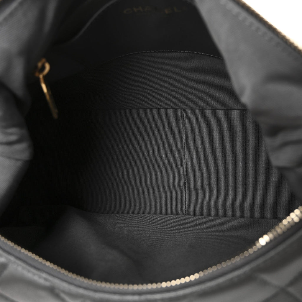Chanel Shiny Lambskin Quilted Large Trendy Pockets Hobo Grey
