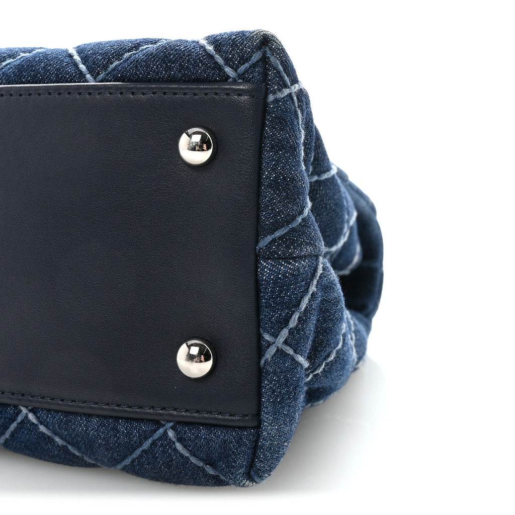 Chanel Denim Quilted Small Coco Handle Flap Blue