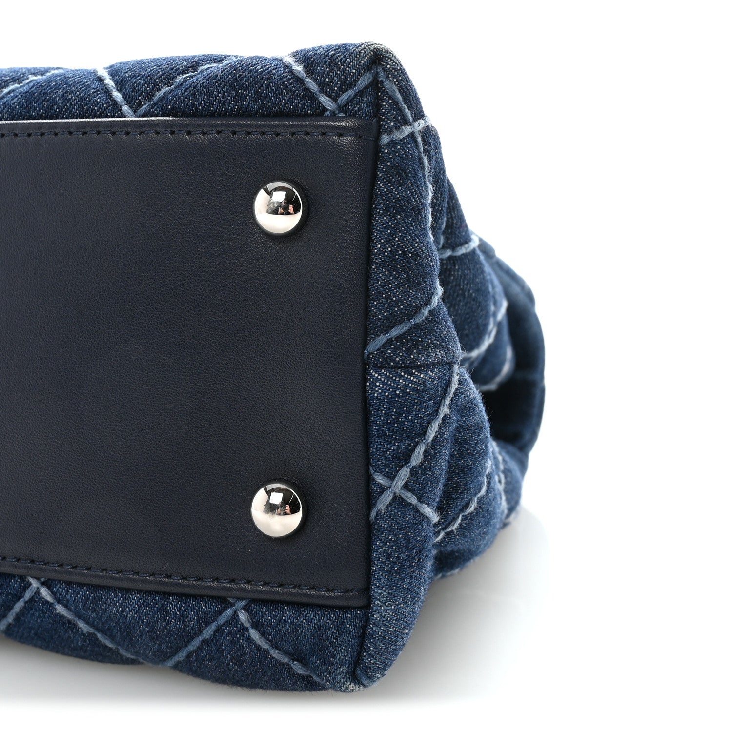 Chanel Denim Quilted Small Coco Handle Flap Blue