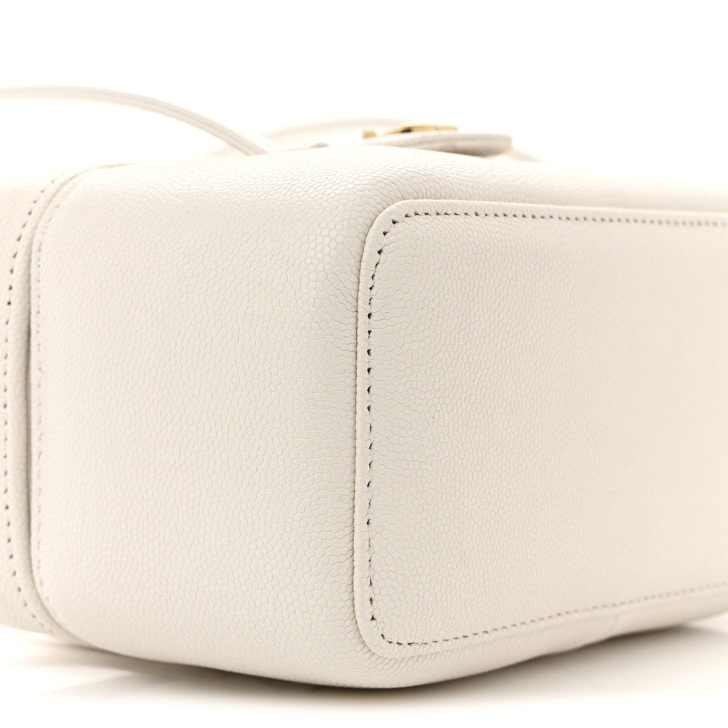 Chanel Shiny Caviar Preppy Coco Long Vanity With Strap White
