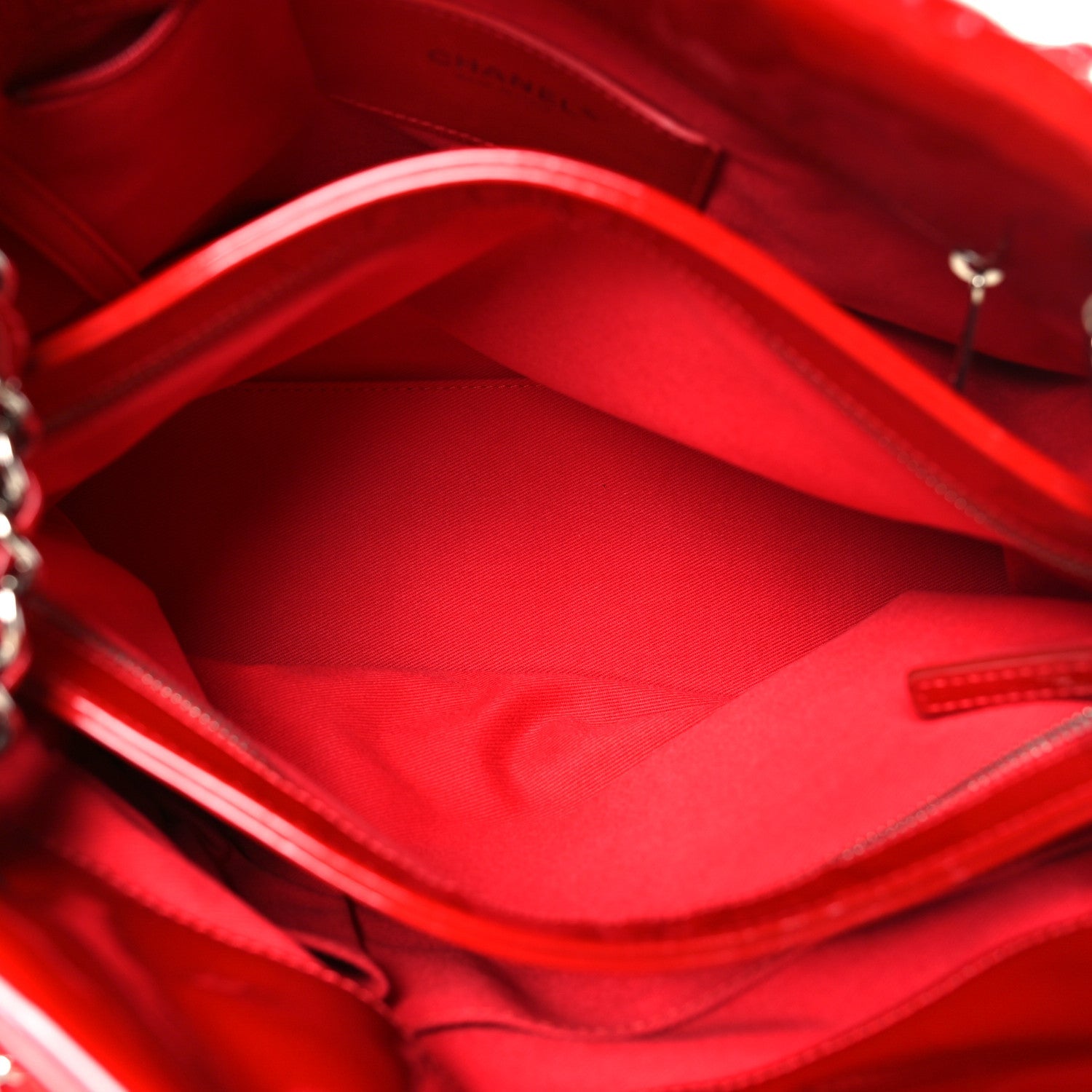 Chanel Patent Quilted Large Just Mademoiselle Bowling Bag Red