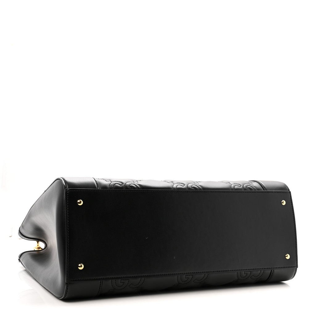 Gucci Calfskin GG Matelasse Tote Bag Black