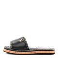 Lambskin Chain Cork Slide Sandals 38 Black