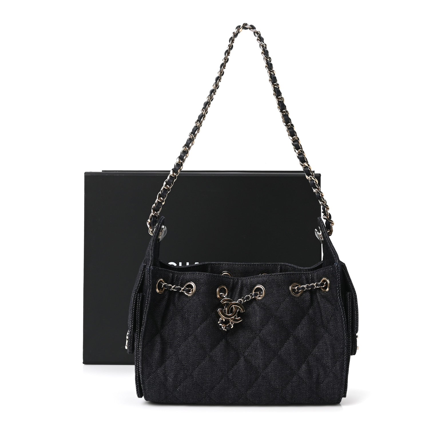 Chanel Denim Quilted Mini Chanel 25 Handbag Dark Blue