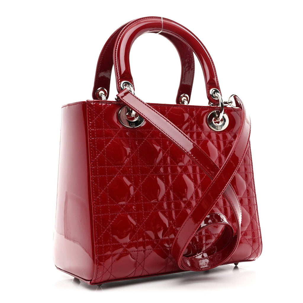 Christian Dior Patent Cannage Medium Lady Dior Red
