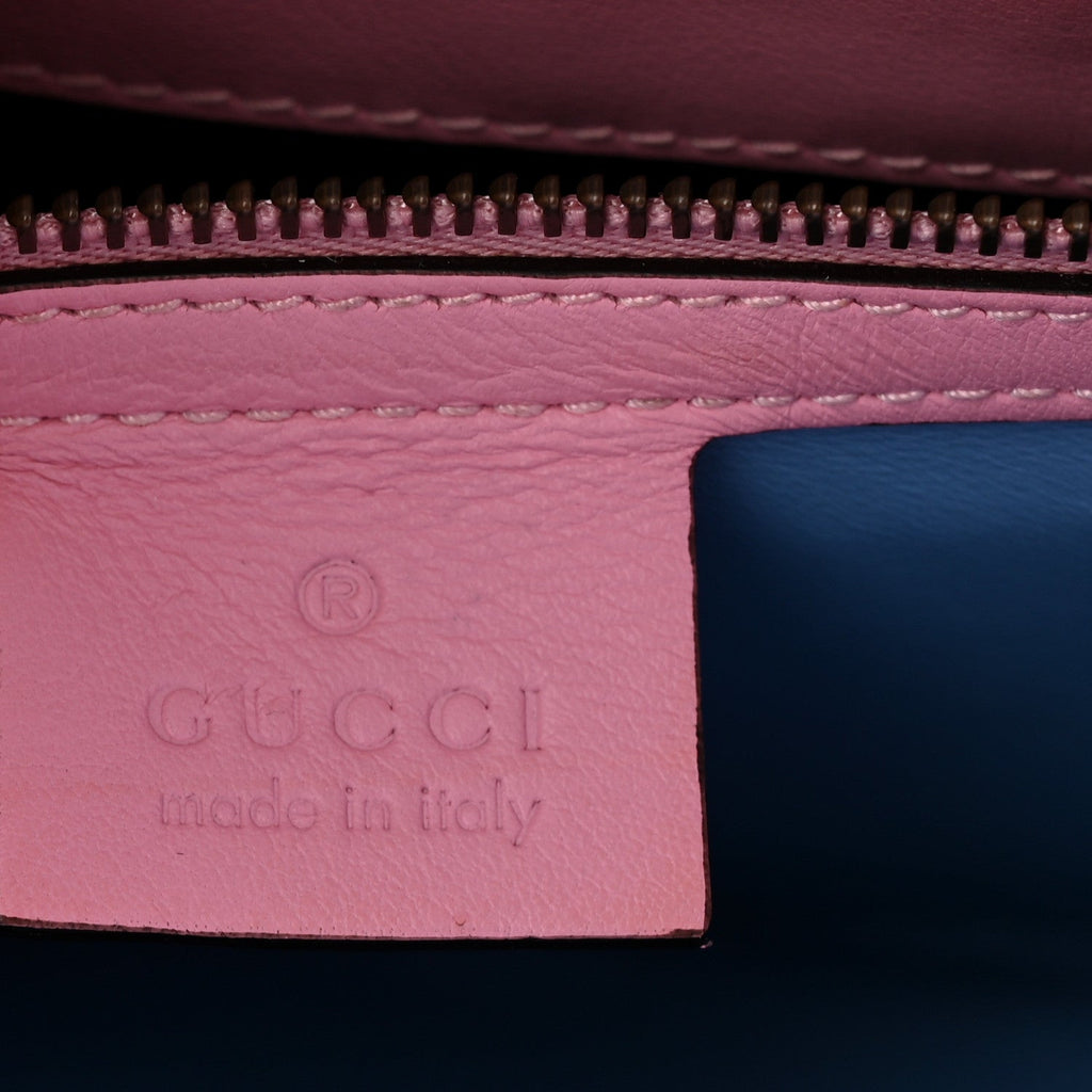 Gucci Snakeskin Sylvie Web Small Queen Margaret Top Handle Bag Pink