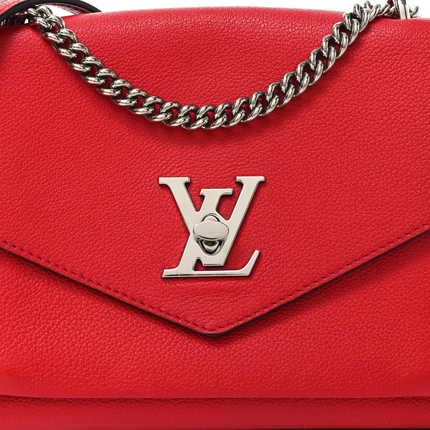 Louis Vuitton Soft Calfskin My Lockme Chain Bag BB Poppy