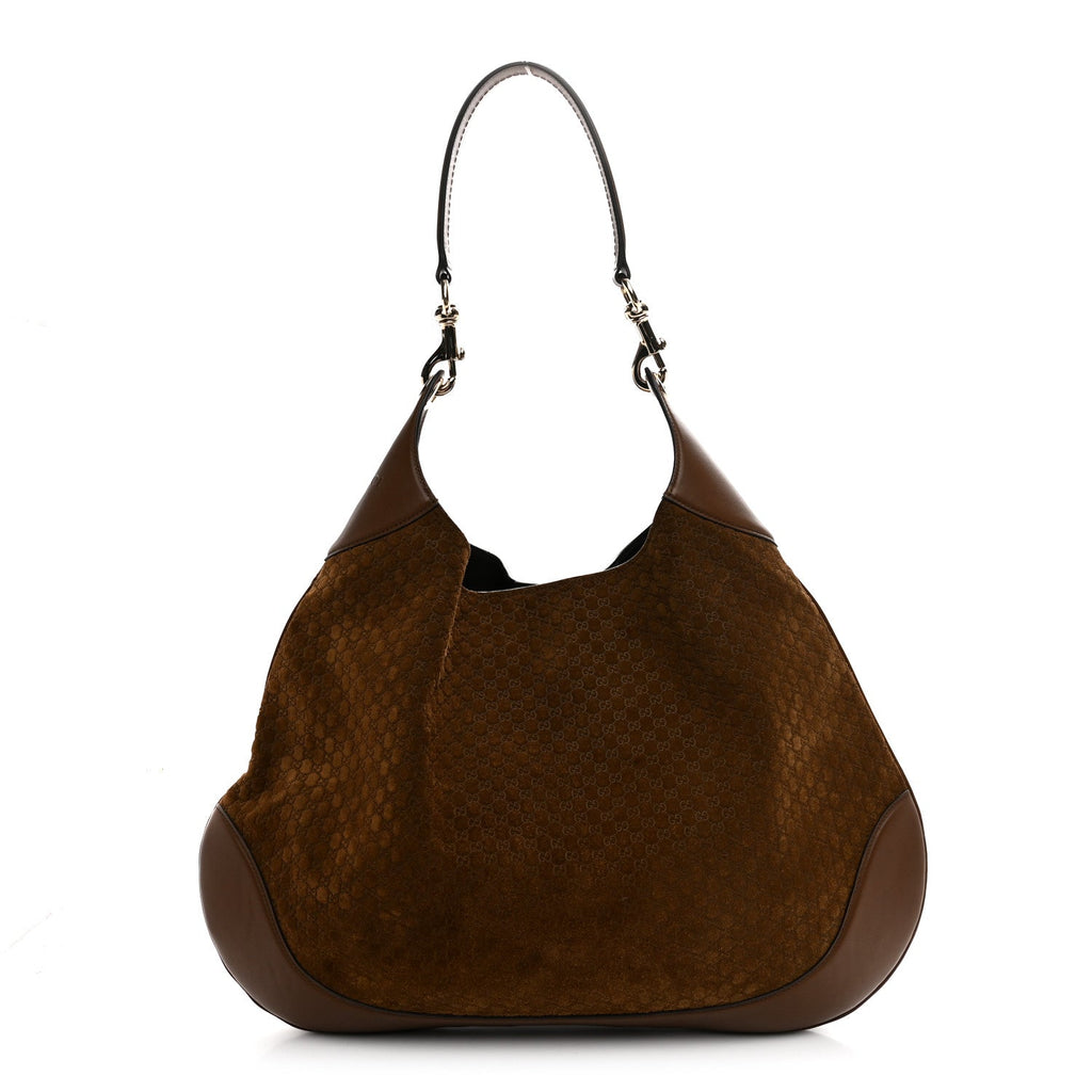 Gucci GG Suede B Large Shoulder Bag Brown
