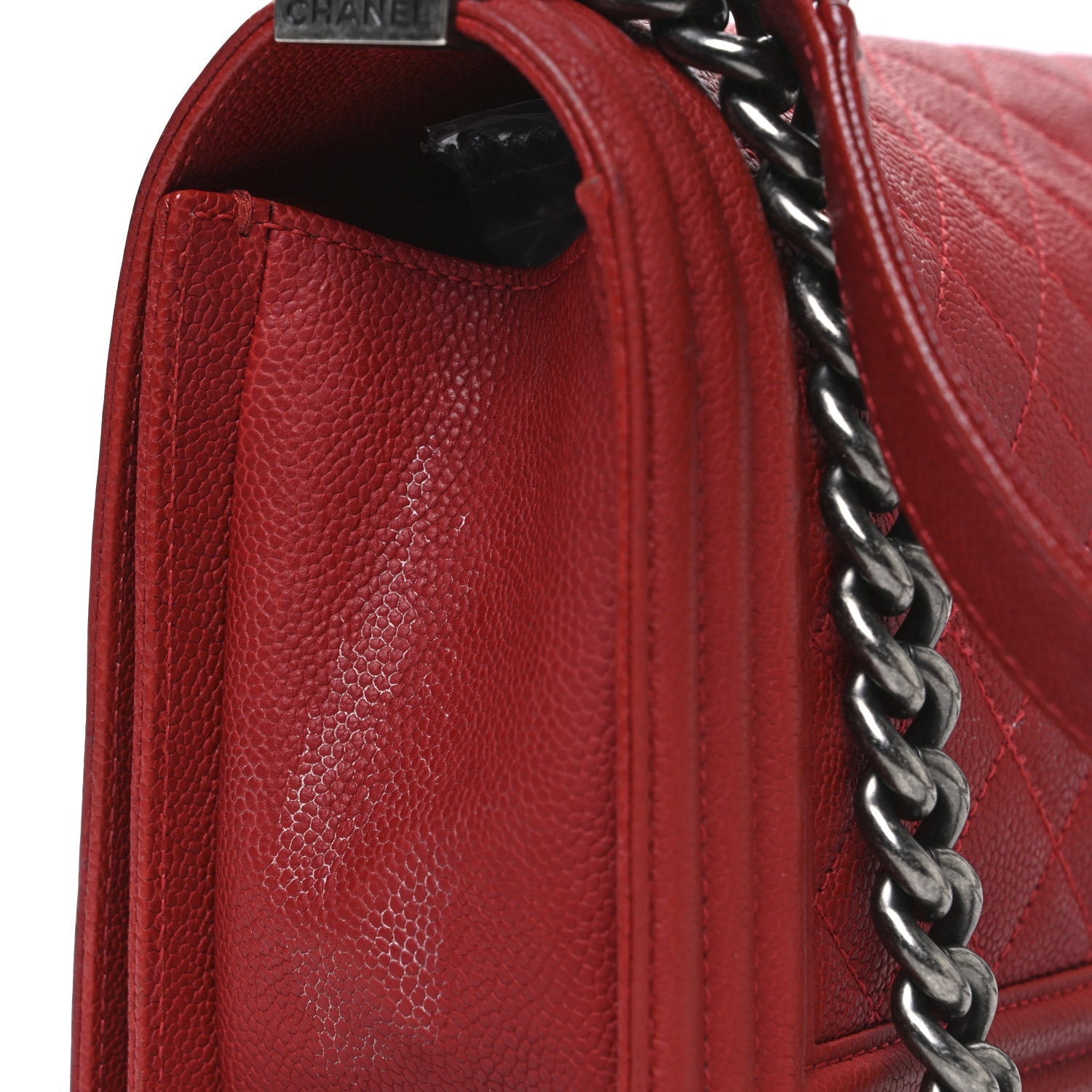 Chanel Caviar Quilted Medium Boy Flap Red