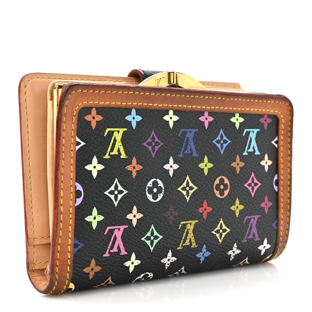 Louis Vuitton Monogram Multicolor French Purse Wallet Black