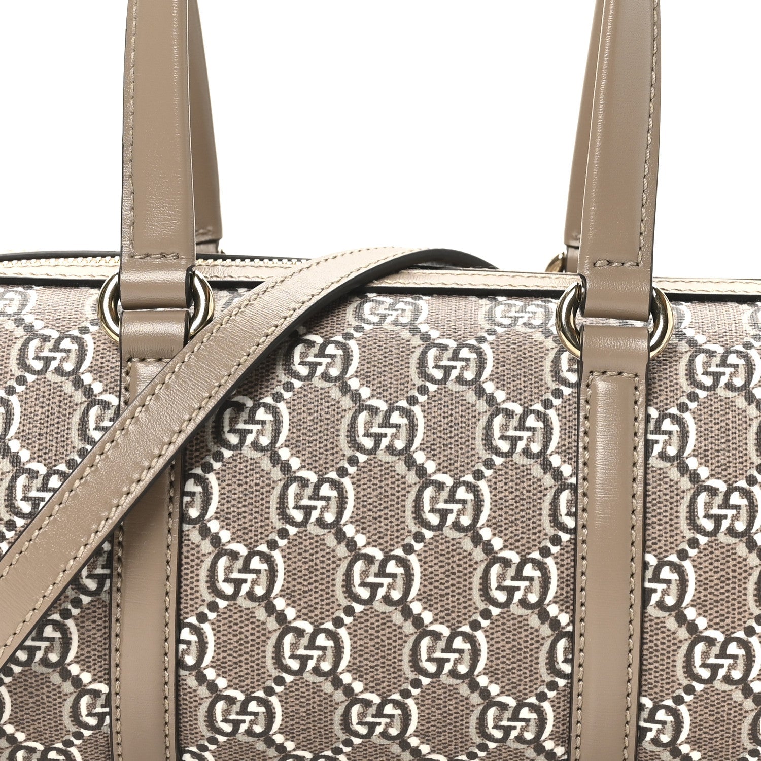 Gucci GG Shadow Monogram Ophidia Top Handle Bowler Bag Taupe