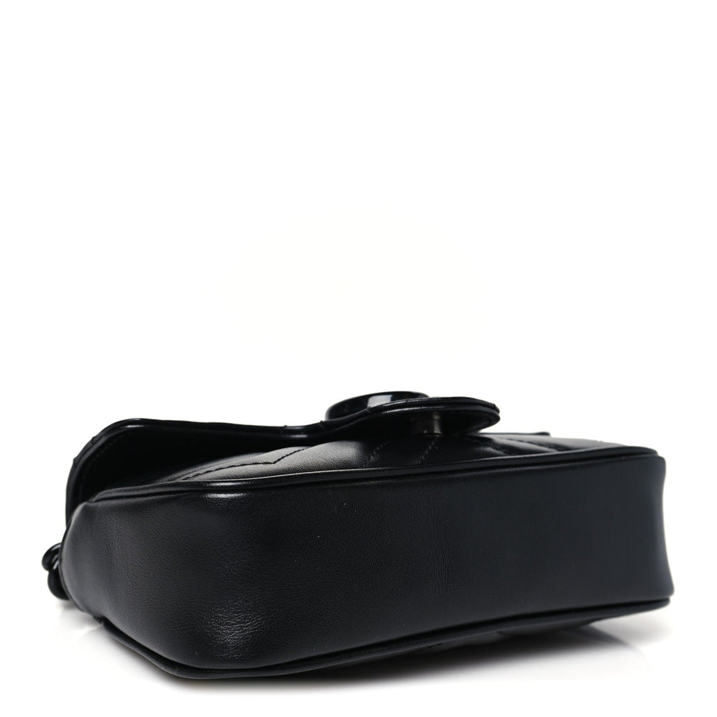 Gucci Calfskin Matelasse Monochrome GG Marmont Chain Belt Bag Black