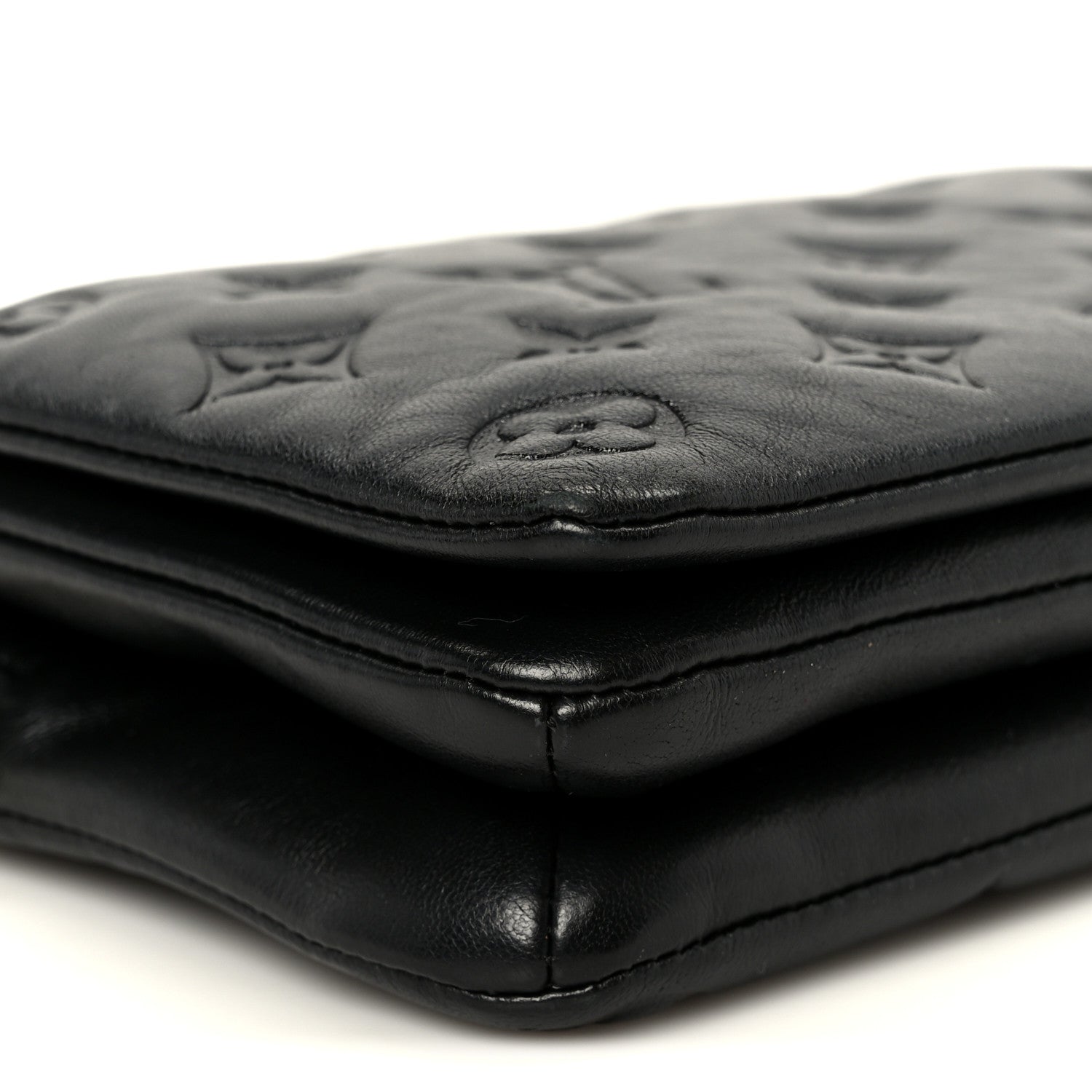 Louis Vuitton Lambskin Embossed Monogram Pochette Coussin Black