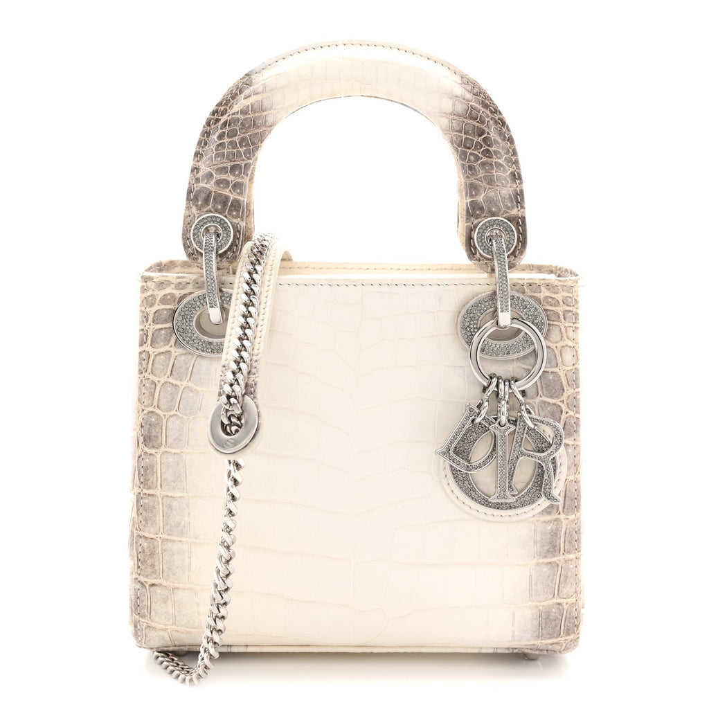Christian Dior Niloticus Crocodile Himalaya Crystal Mini Lady Dior White