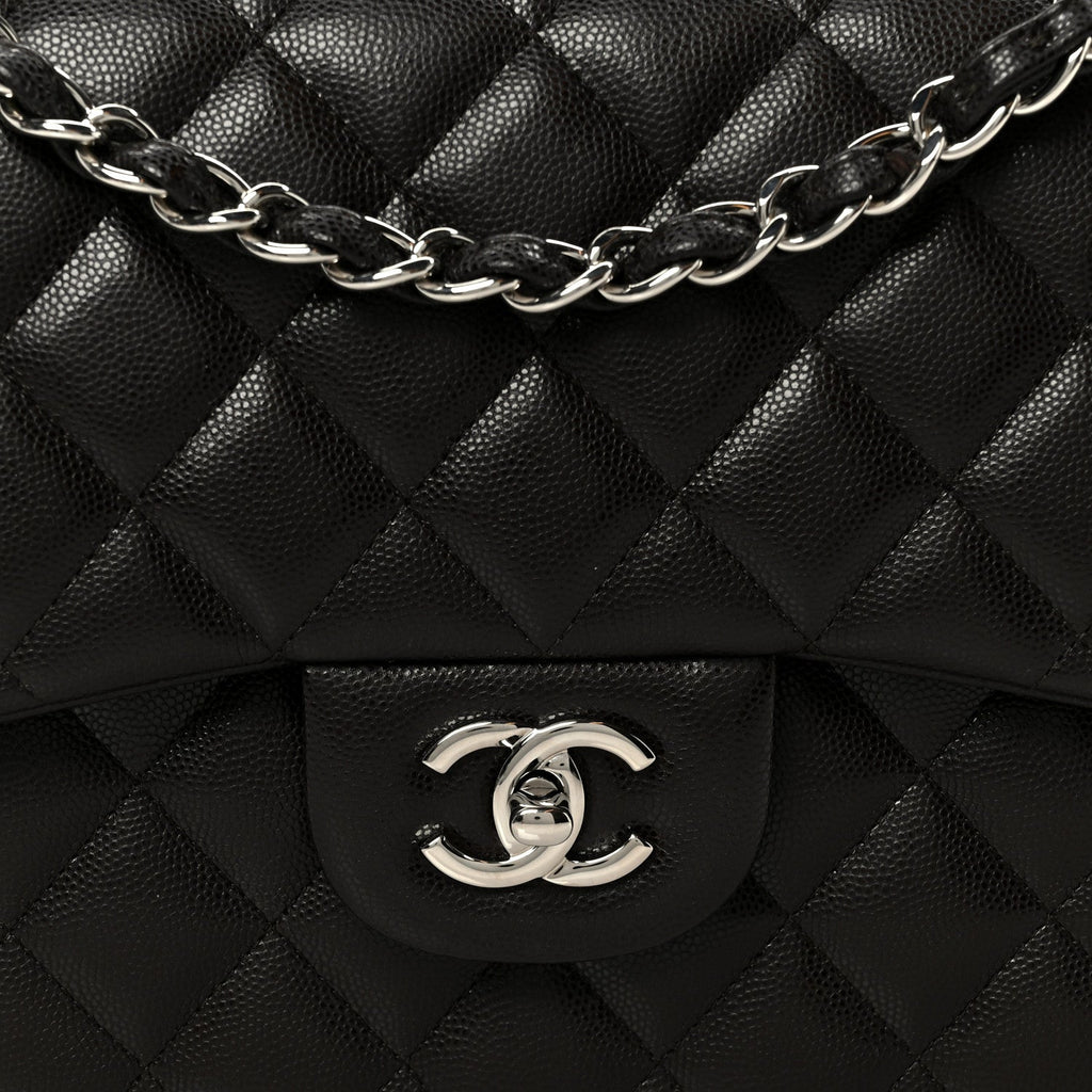 Chanel Caviar Quilted Jumbo Double Flap Dark Brown