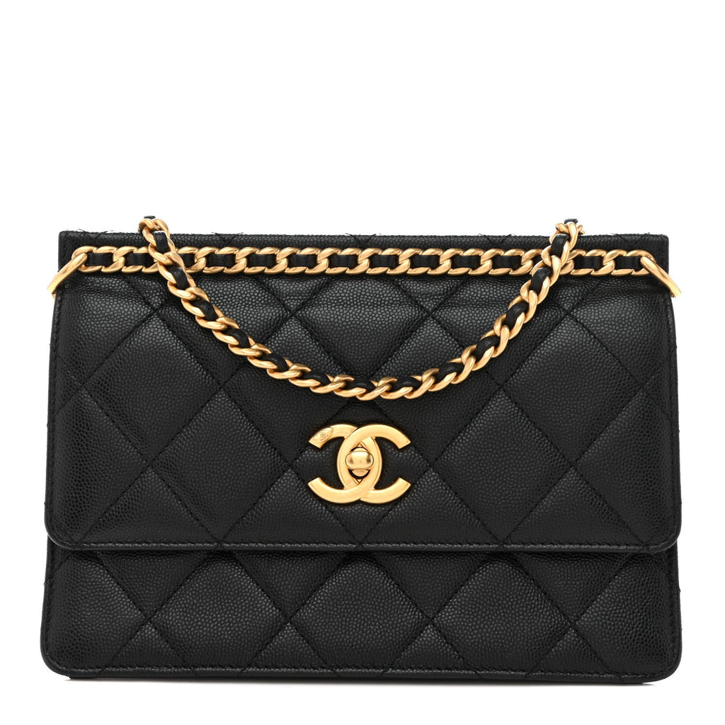Chanel Caviar Quilted Small Chain Frame Flap Black