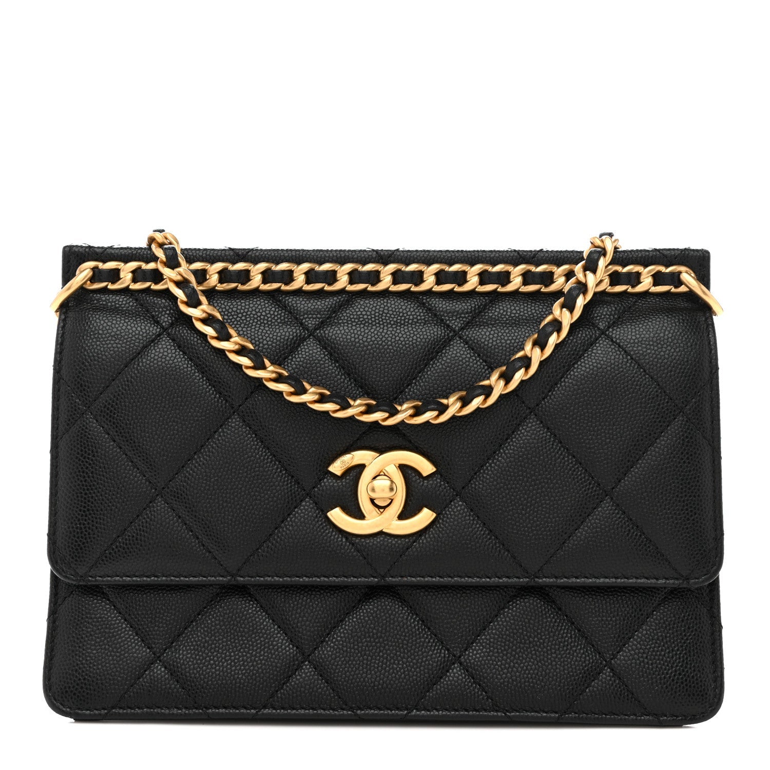 Chanel Caviar Quilted Small Chain Frame Flap Black