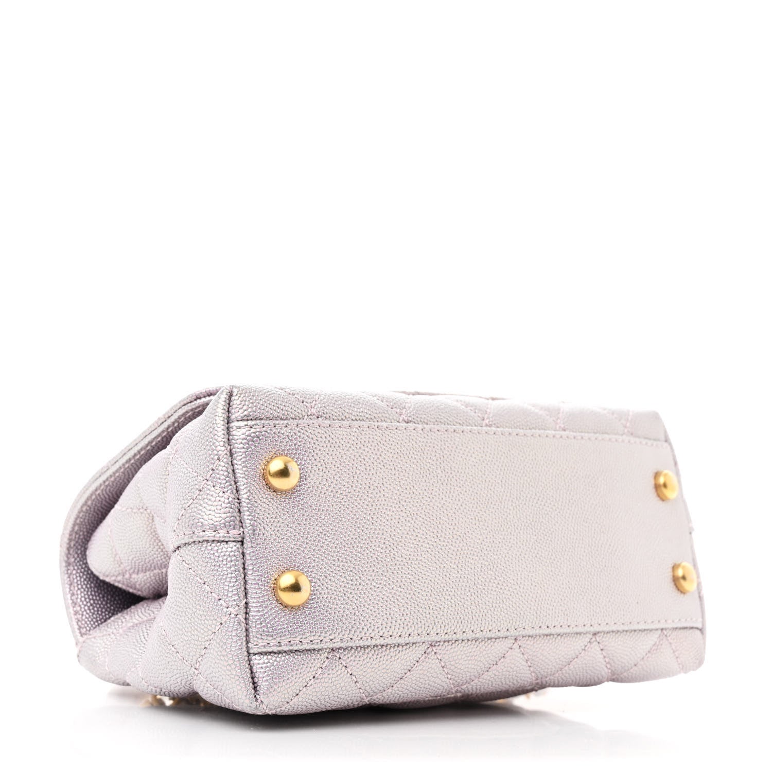 Chanel Metallic Caviar Quilted Extra Mini Coco Handle Flap Light Pink