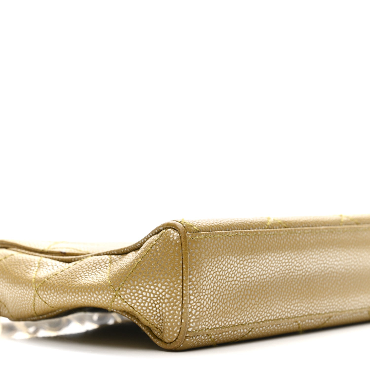 Chanel Metallic Caviar Quilted Medium Single Flap Beige