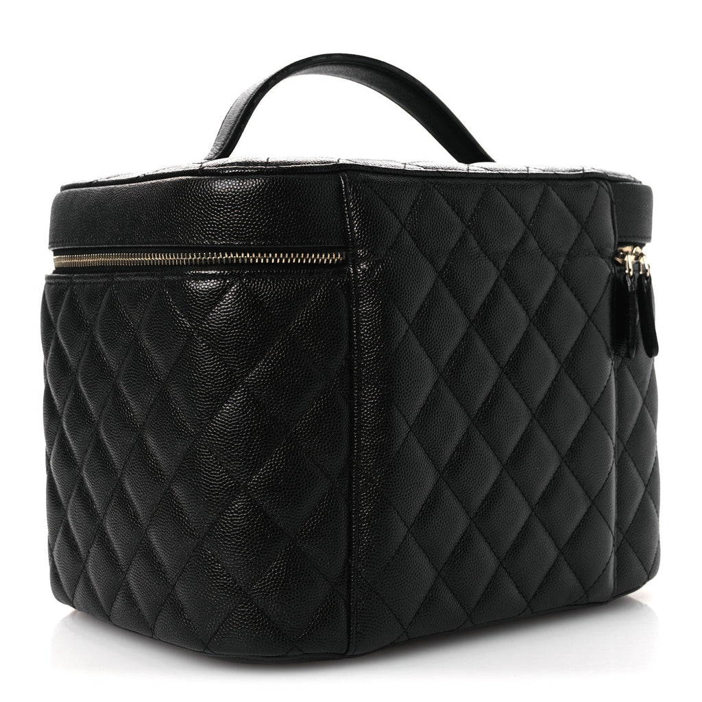 Caviar Quilted Large Vanity Pouch Black