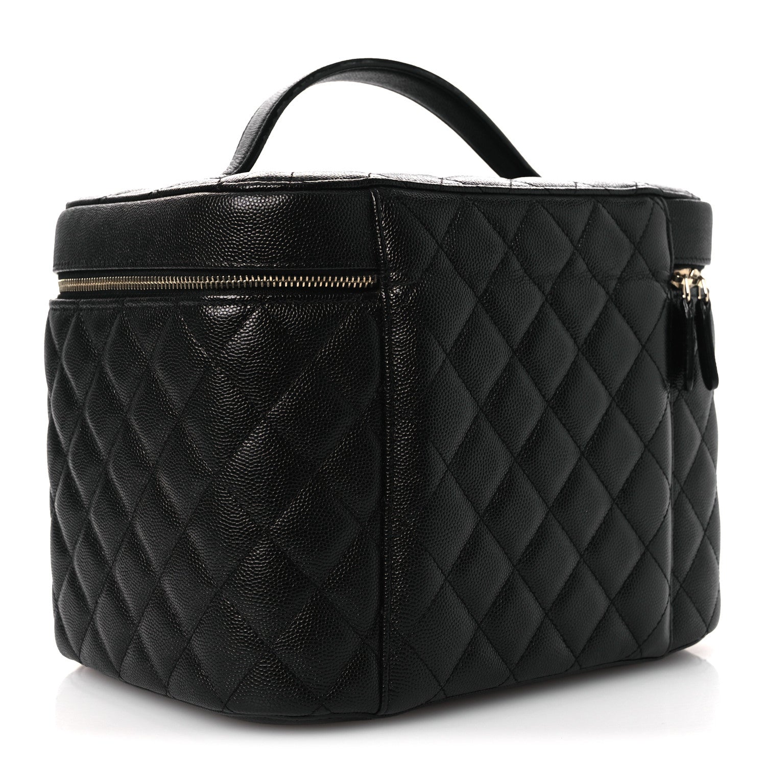 Caviar Quilted Large Vanity Pouch Black