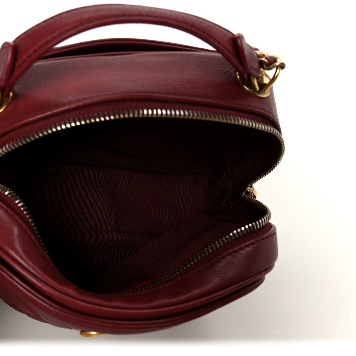 Chanel Calfskin Quilted CC Small Vanity Case Dark Red