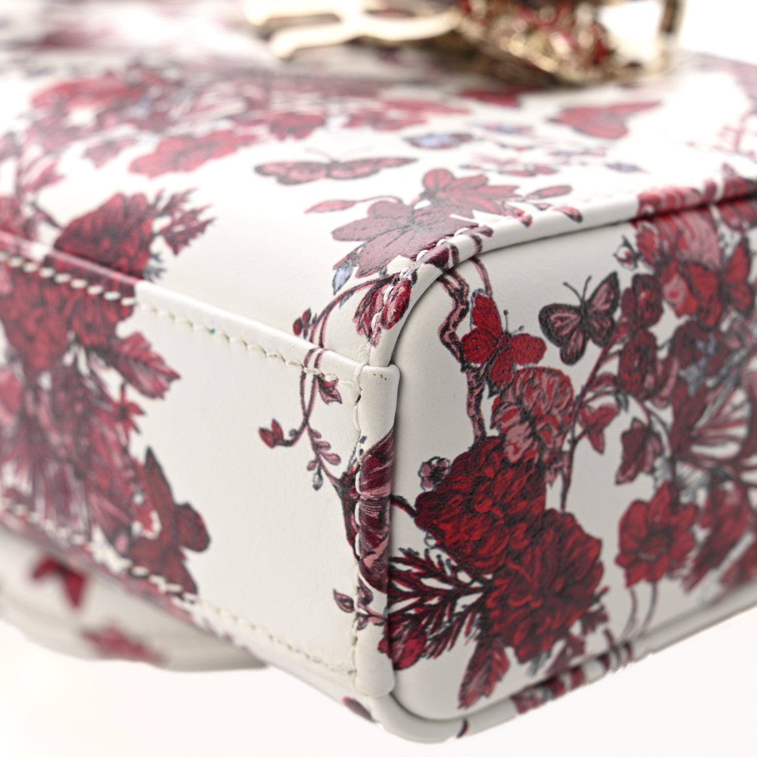 Christian Dior Calfskin Le Coeur Des Papillons Small Lady D-Joy White