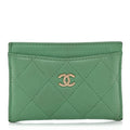 Caviar Quilted Card Holder Green