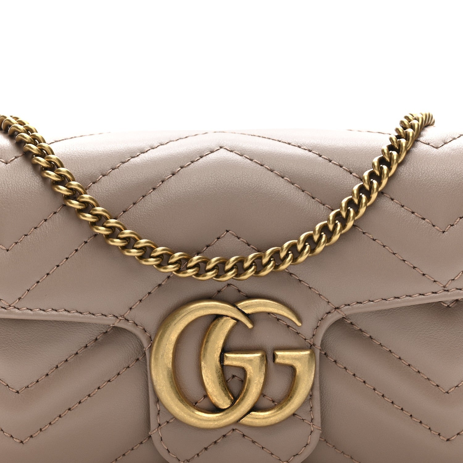 Gucci Calfskin Matelasse Super Mini GG Marmont Shoulder Bag Porcelain Rose