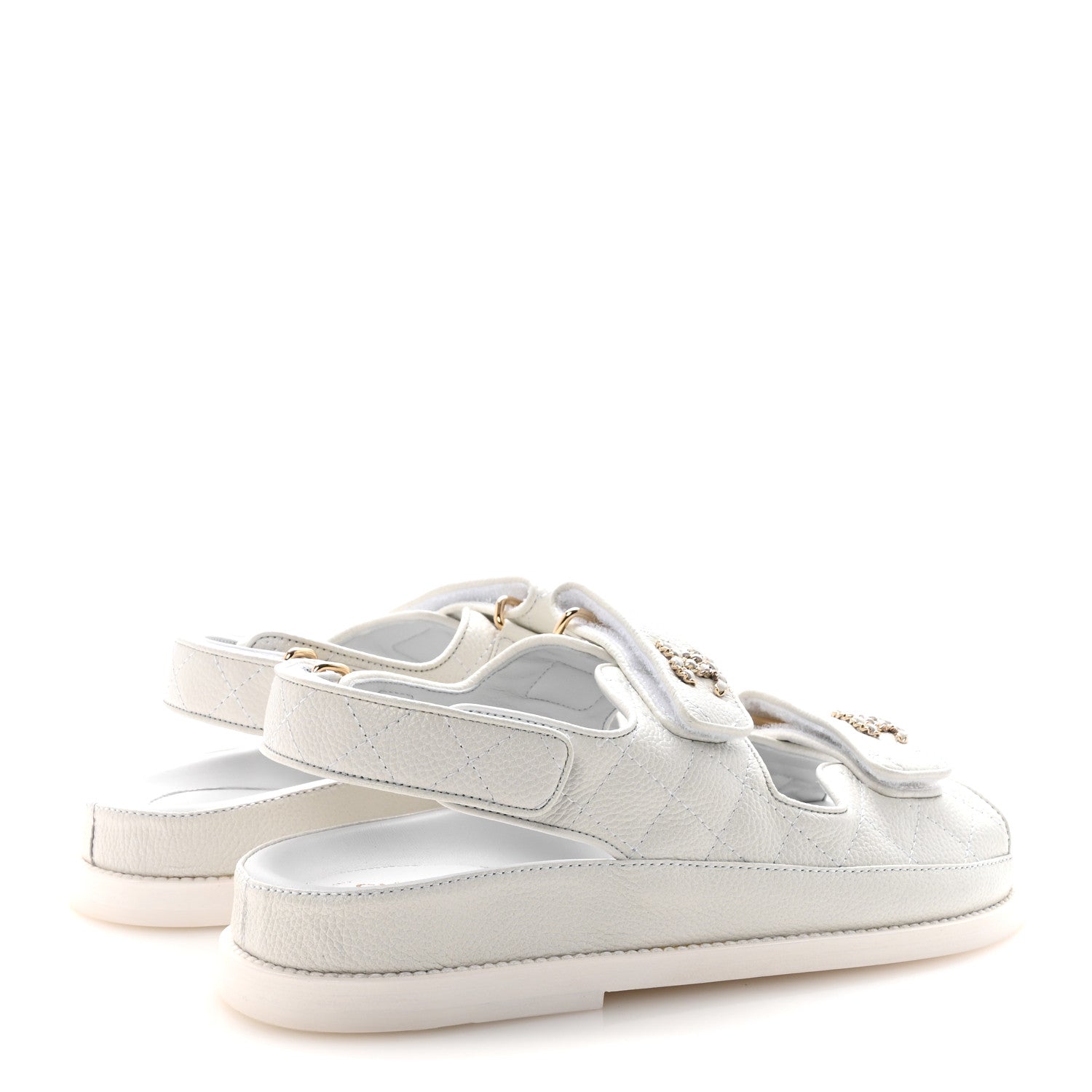 Grained Calfskin Velcro Dad Sandals 36.5 White